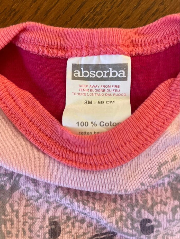 Lot de 2 bodies bébé fille 3 moisabsorba - photo numéro 3
