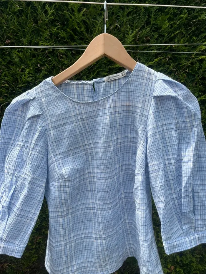 blouse a carreaux mauve violet stradivarius - photo numéro 2