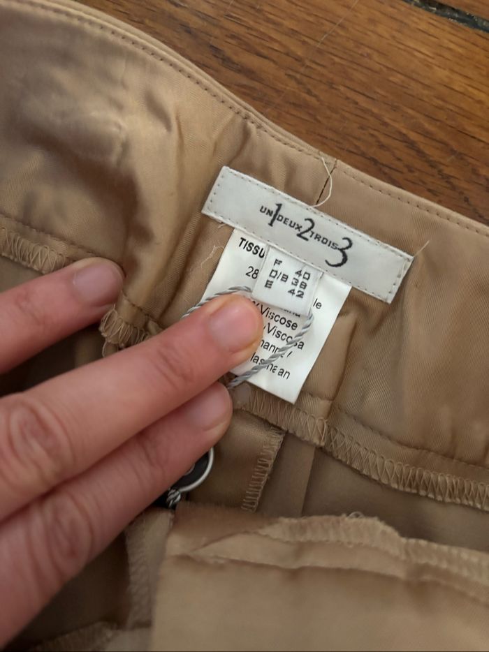 Pantalon beige doré effet satiné marque 1,2,3 - photo numéro 4