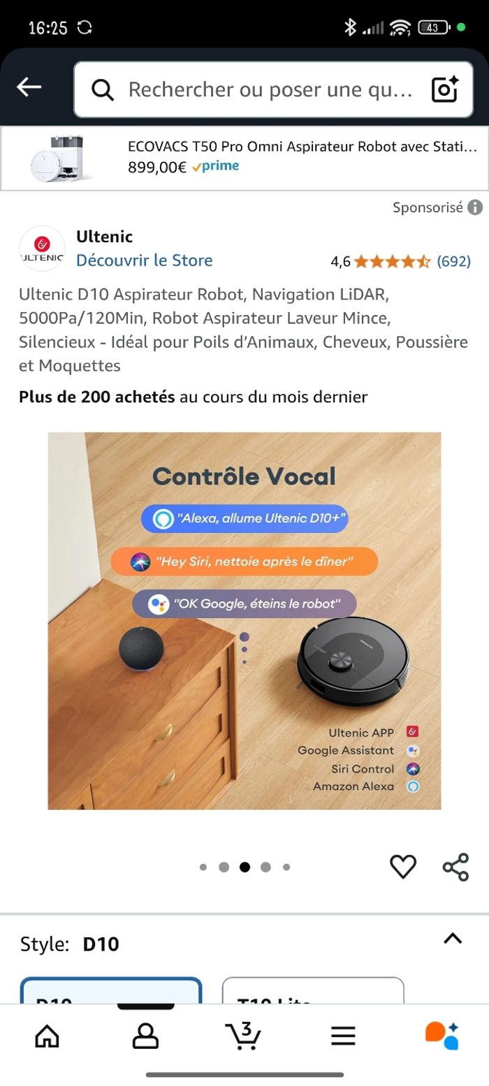 Aspirateur ultenic D10 x2 - photo numéro 5