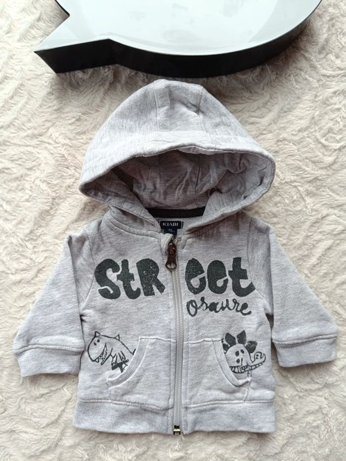 Gilet veste zippée avec capuche Garçon 1 mois streetosaure Dinosaure Kiabi - photo numéro 2