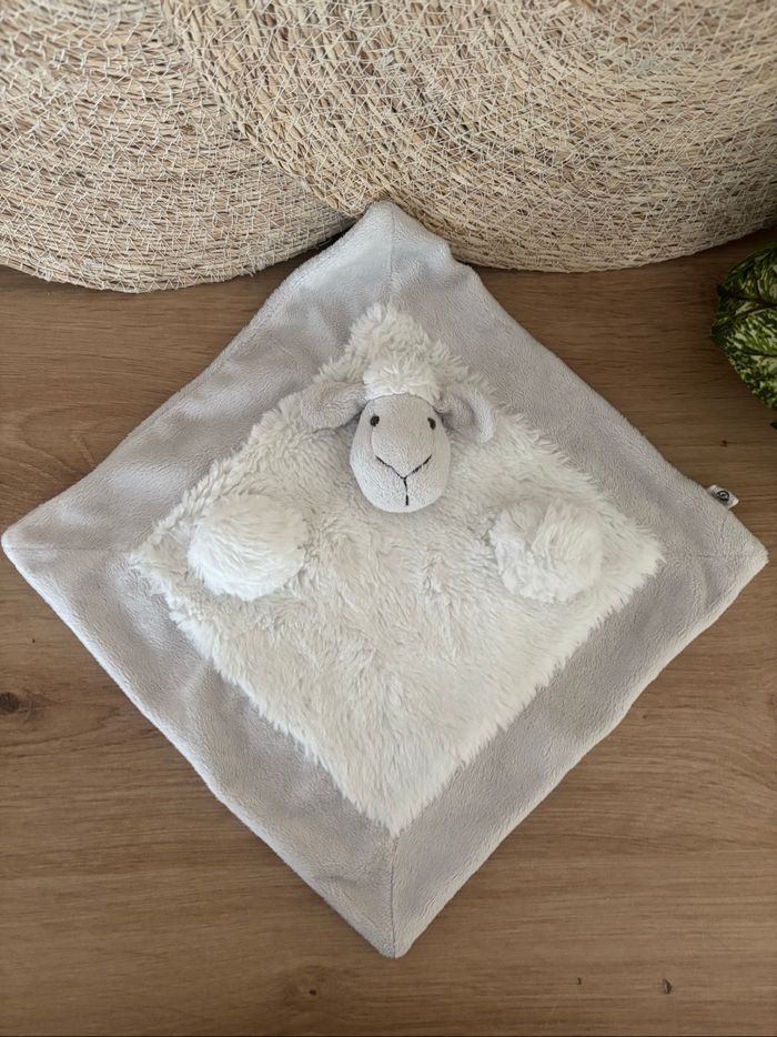 Doudou plat mouton blanc gris bouchara - photo numéro 2