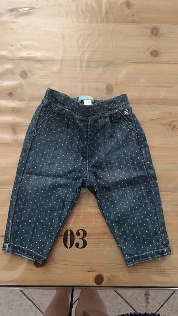 Jean obaibi 6 mois bleu pois blanc