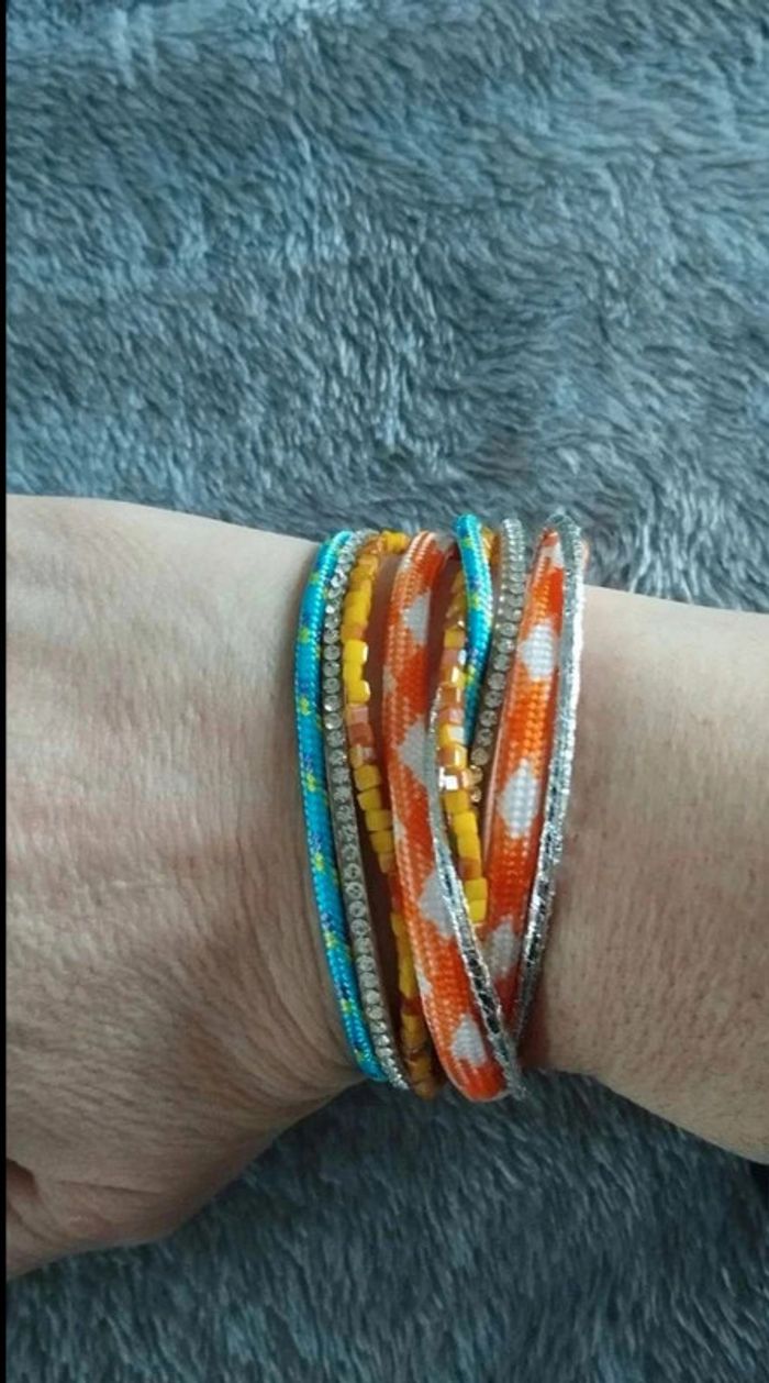 Bracelet aimanté orange bleu - photo numéro 5