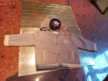 Gilet mixte 9 mois motif chouette marron vert