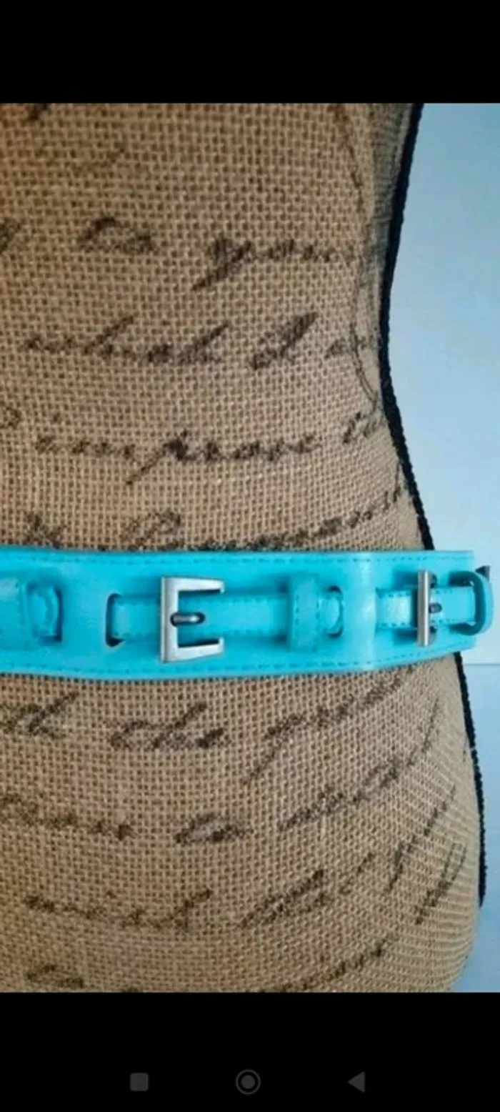 Ceinture bleu effet multi boucles 85 cm femme - photo numéro 4