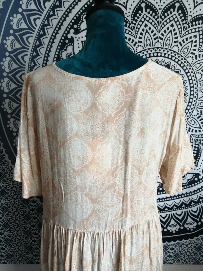 Robe beige à motifs mandala coupe babydoll / culture sud / (S-M) - photo numéro 7