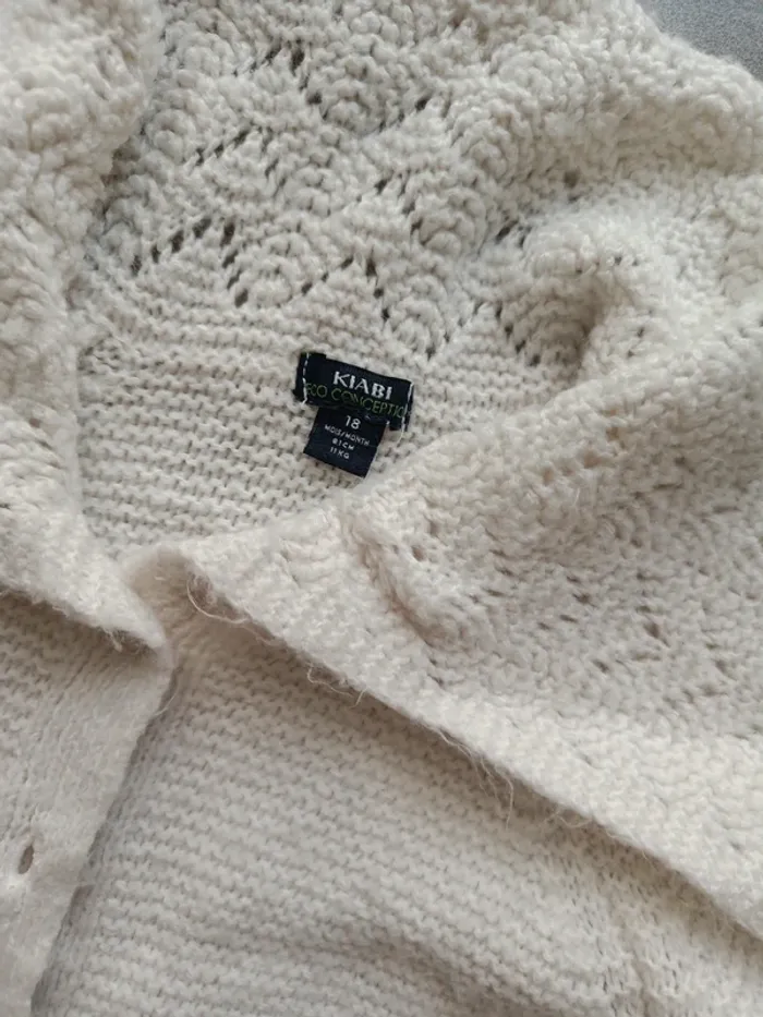 Gilet Kiabi blanc cassé gros col brodé 81cm - photo numéro 3
