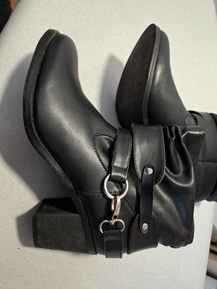Belles bottines femme Lady Glam 39 noir talons 6 cm comme neuves - photo numéro 9