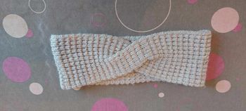 Joli bandeau femme en maille grise avec fils dorés excellent état