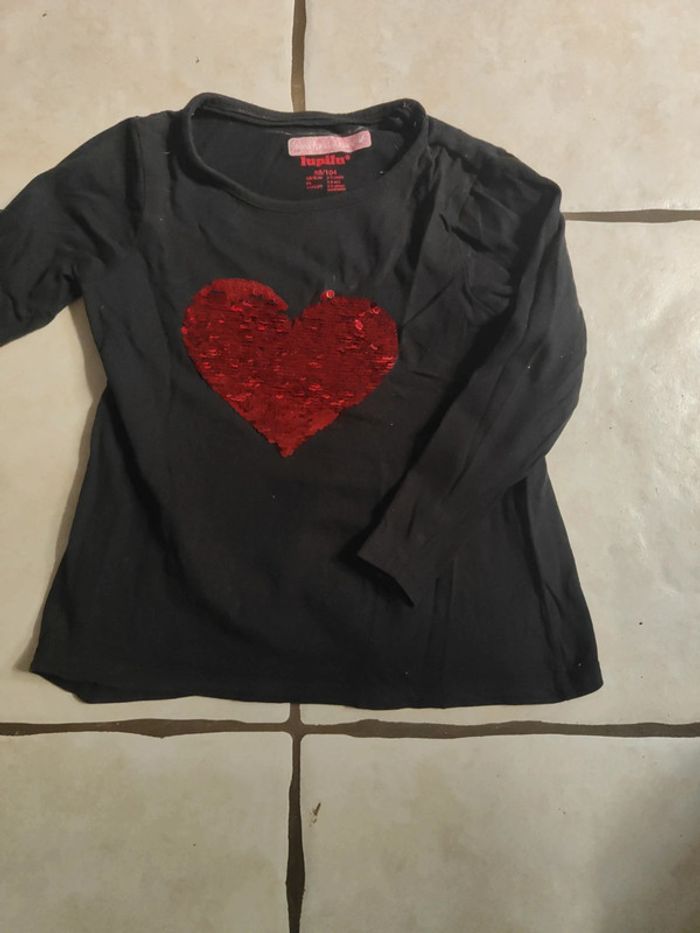 Haut cœur pailette réversible