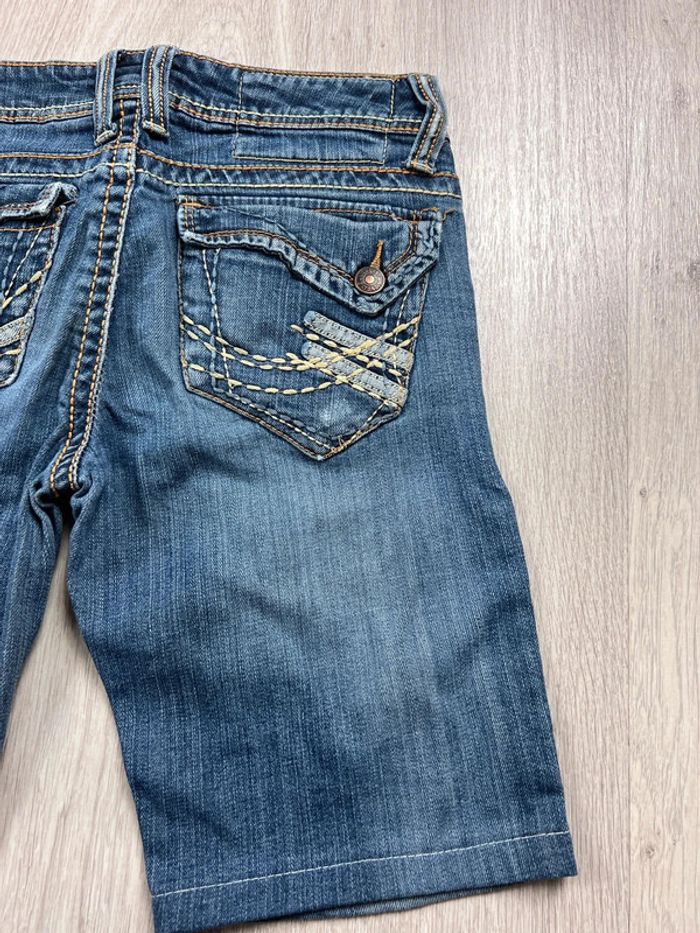Short en jean vintage femme S – bleu avec poches brodées - photo numéro 6