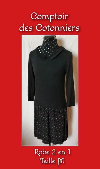 Robe 2 en 1 pull jupe à pois noir rouge blanc taille M Comptoir des Cotonniers