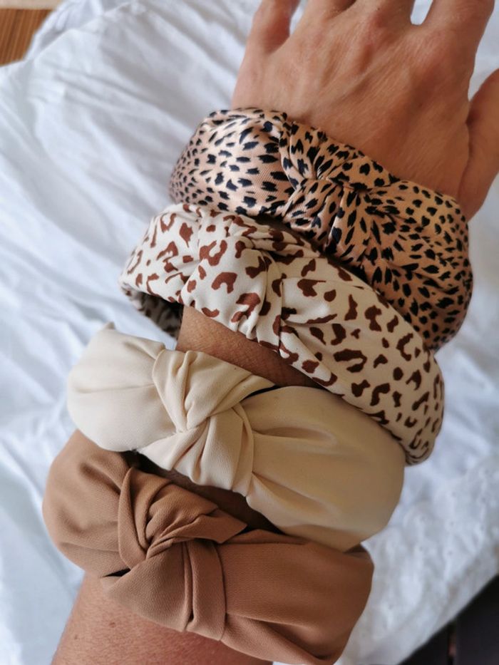 A46 Lot de 4 serre tête accessoire cheveux vintage rétro beige - photo numéro 4