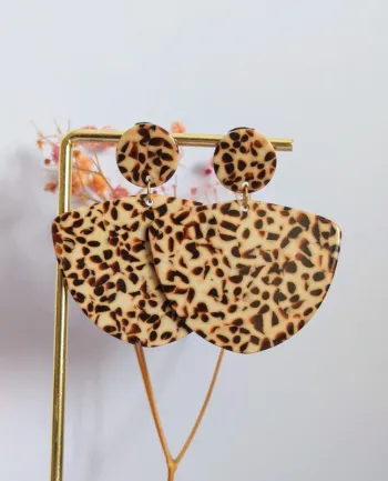 Boucles d'oreilles pendantes géométrique léopard