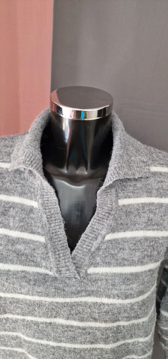 Pull rayé col chemise - photo numéro 2