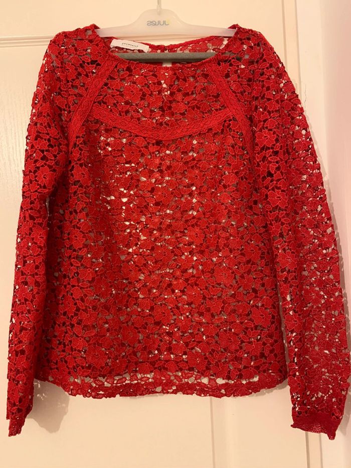 Top Promod ajouré rouge taille M