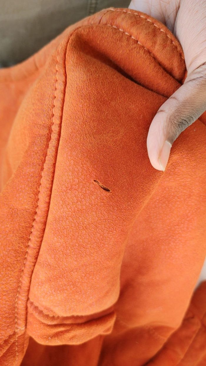 Beau manteau vintage orange foncé peau de mouton retourné shearling montone sheepskin - photo numéro 15