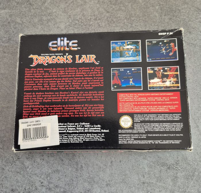 Jeu Dragon's Lair - Super Nintendo - SNES - Pal Fah - Sans Notice - photo numéro 2
