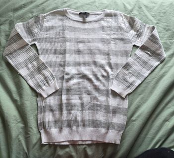 ​Mango Pull Rayé Paillettes Blanc Gris XS