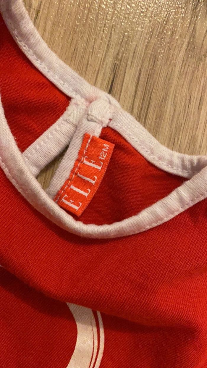 12 mois - superbe tee shirt rouge et blanc ELLE - photo numéro 3