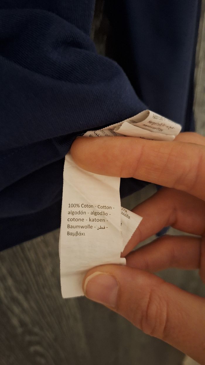 Tee-shirt manches longues bleu marine imprimé relief orange - photo numéro 6