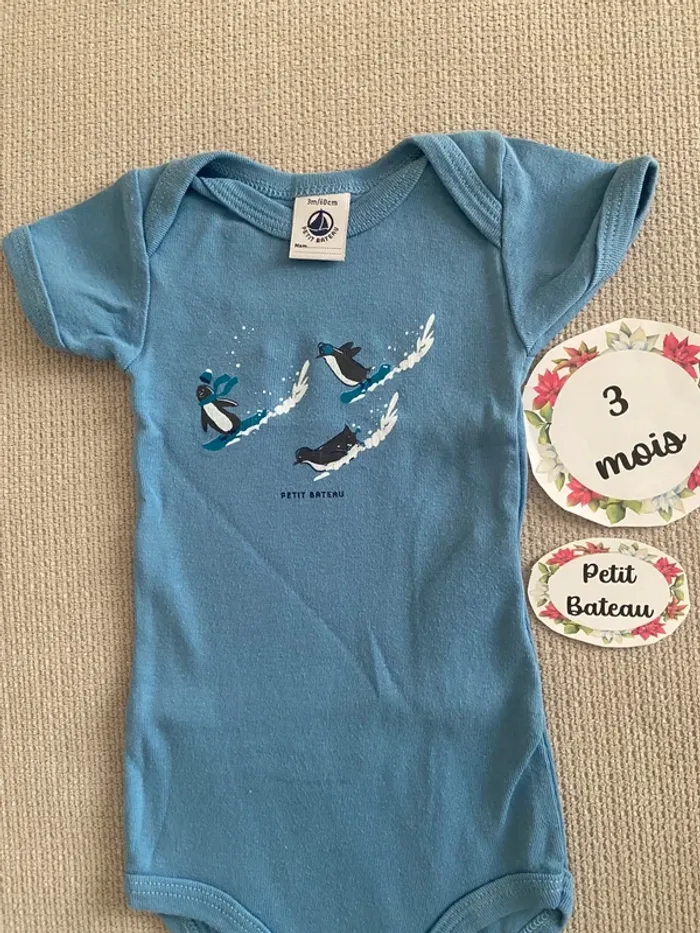 Body manches courtes 3 mois petit bateau - photo numéro 2