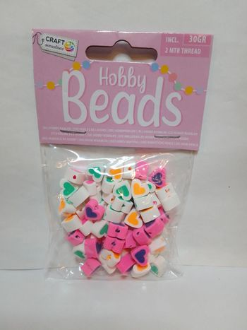 Perles de loisirs "Coeurs" + fil