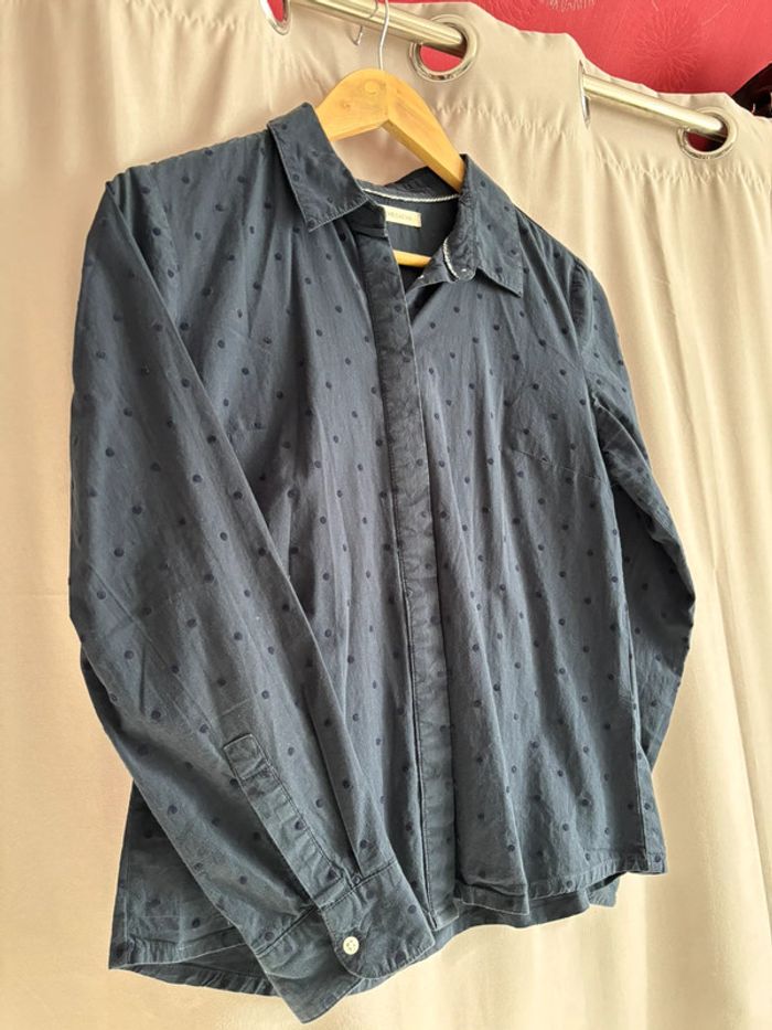 Chemise bleue marine à pois, cache-cache - photo numéro 2