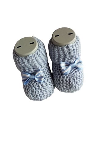 Chaussons bébé Bleu rayé blanc