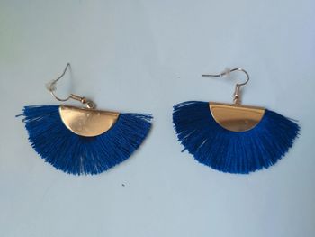 Boucles d'oreilles franges bleues