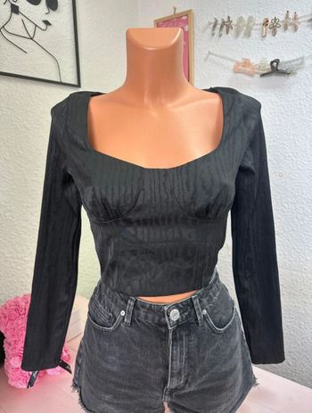 Haut noir zèbré Zara