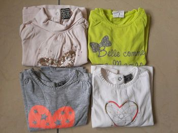 Lot de 4 tee shirts manches longues fille 9 mois
