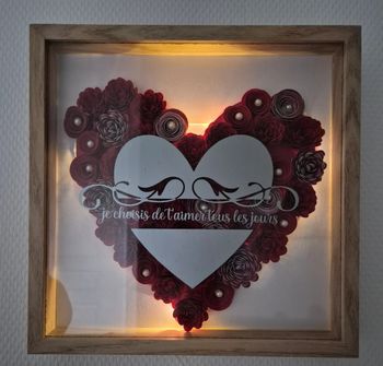 ✨ Cadre lumineux personnalisé – cœur en fleurs ✨