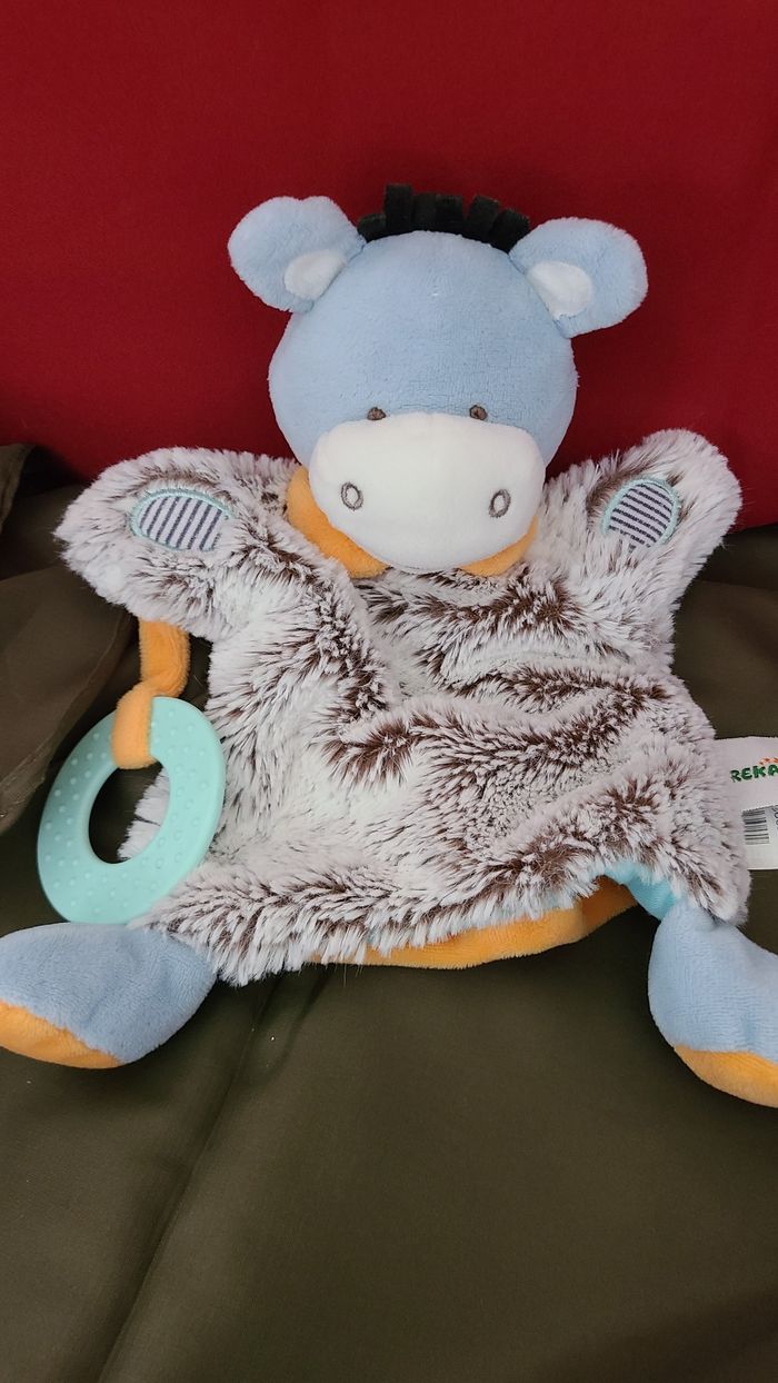 Doudou et compagnie marionnette ane cheval marron bleu orange Eureka - photo numéro 2