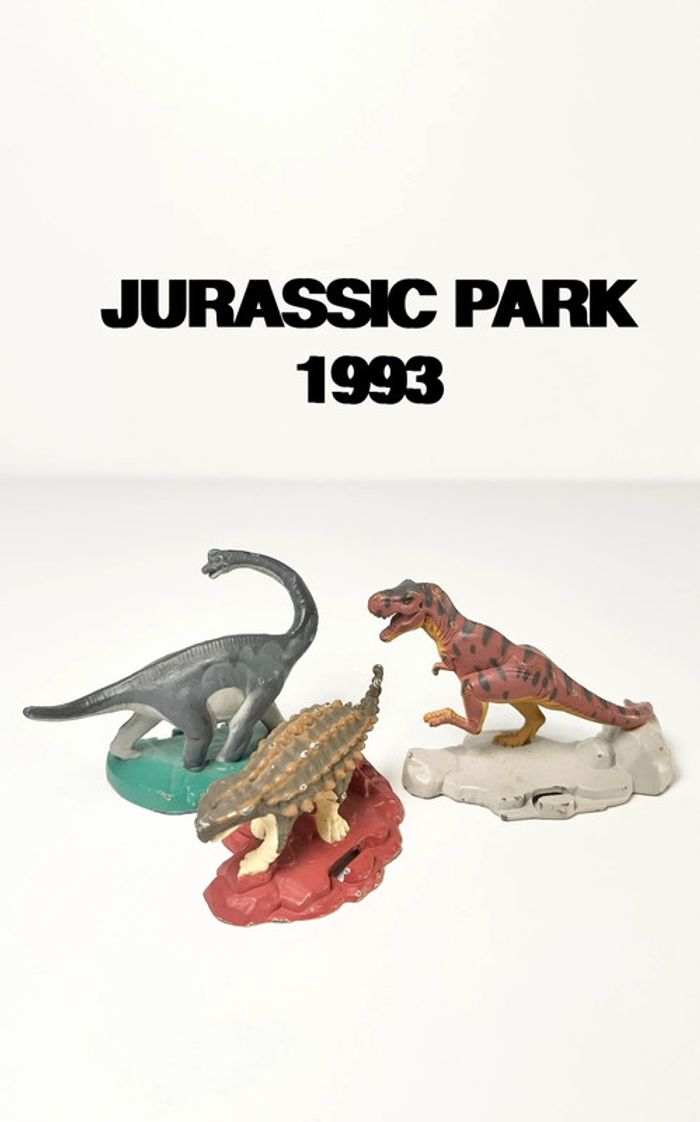 Lot 3 Figurines vintage Jurassic Park en métal