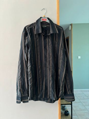 Chemise vintage rayée marron et noire