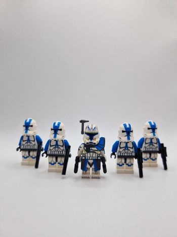 Figurines type lego Commandant clone Rex et 4 clones de la 501ème star wars