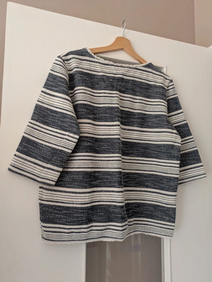 Magnifique haut femme bleu chiné et blanc Etam taille XL - photo numéro 3