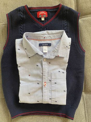 Chemise okaïdi + pull sergent-major  6 ans