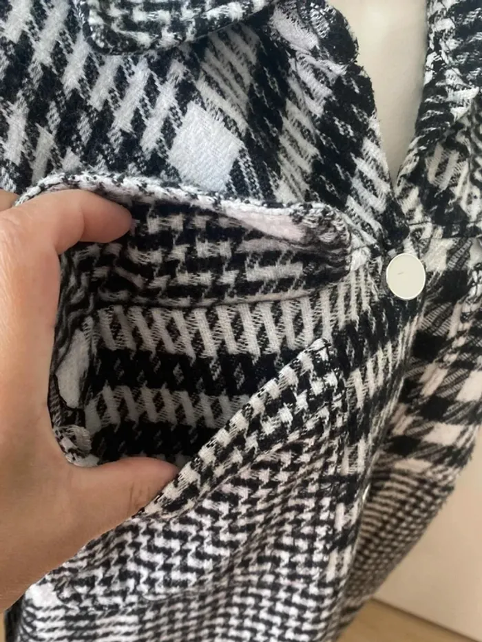 Veste chemise légère oversize carreaux/pied de poule 36 Amisu - photo numéro 4
