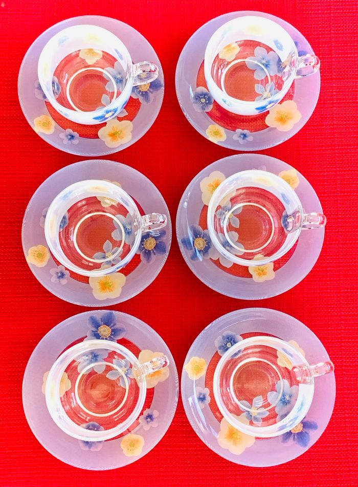 Set 6 tasses à thé avec 6 soucoupes, Arc France - photo numéro 2