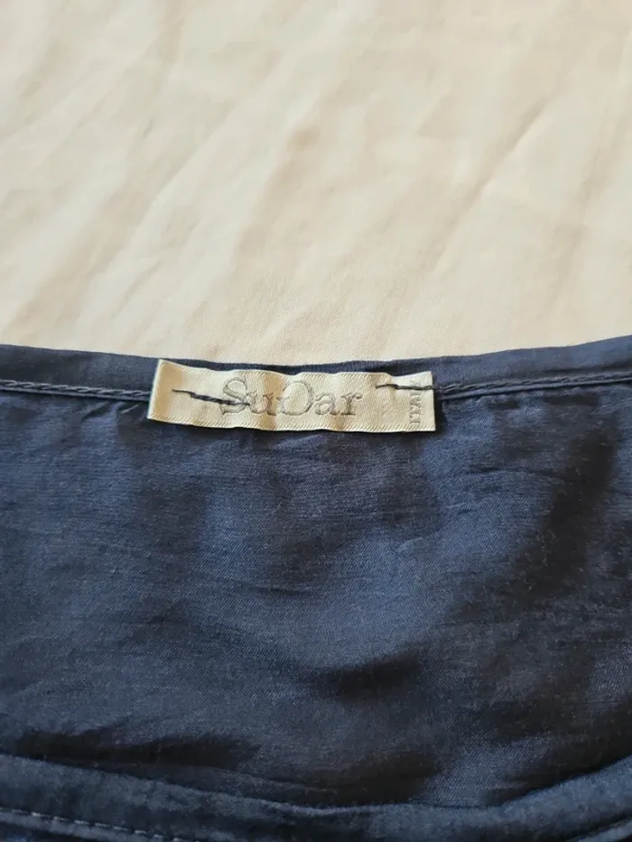 Tunique ample manches chauve-souris marine coton soie viscose- Taille unique 42/48 - photo numéro 6