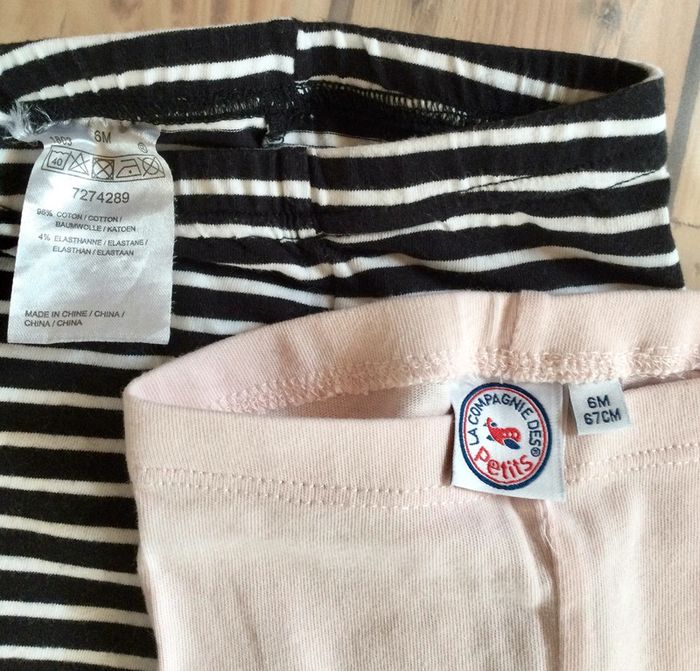 Lot 2 leggings fille - 6 mois - photo numéro 2