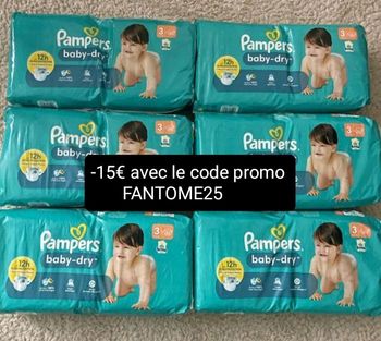 Six paquets de couches Pampers T3 taille 3