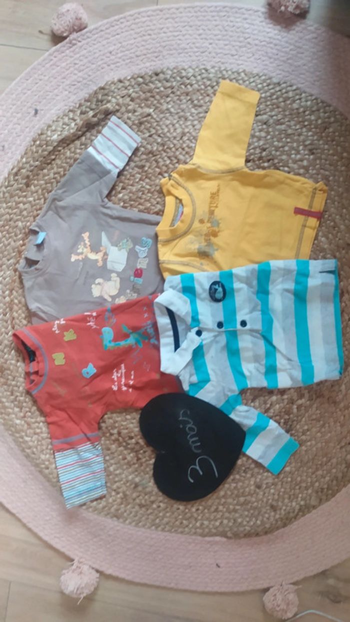 Lot de 4 t-shirt manches longues 3 mois