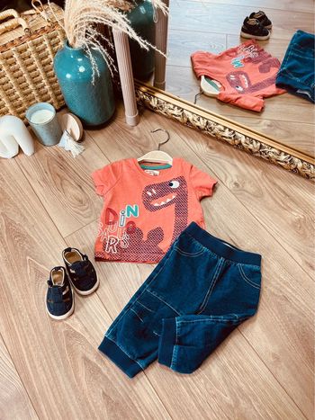 Taille 3 mois ensemble 2 pièces garçon DPAM orchestra orange bleu * Dino * 💙