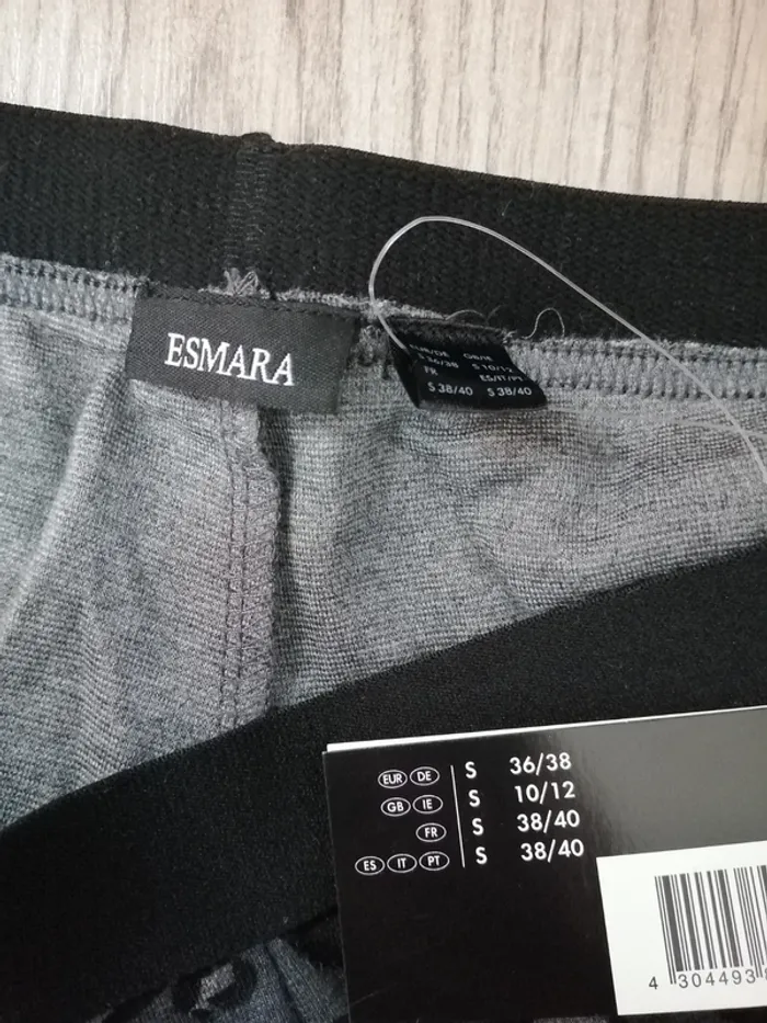 Legging gris à motifs léopard noir avec liseré simili cuir / esmara / (S) - photo numéro 5