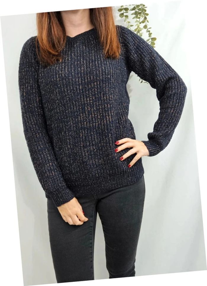 Pull en maille marine brillant pailleté Cache Cache