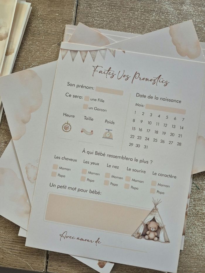Carte pronostique baby shower - photo numéro 2